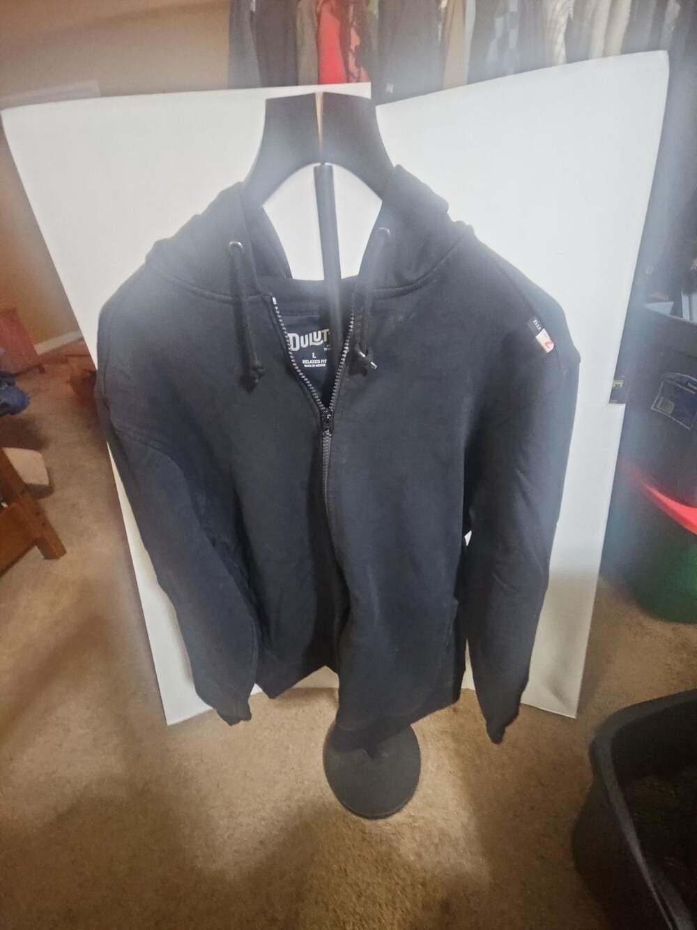 Duluth Trading Co Full Zip Hoodie Size L Black Relaxed Fit
